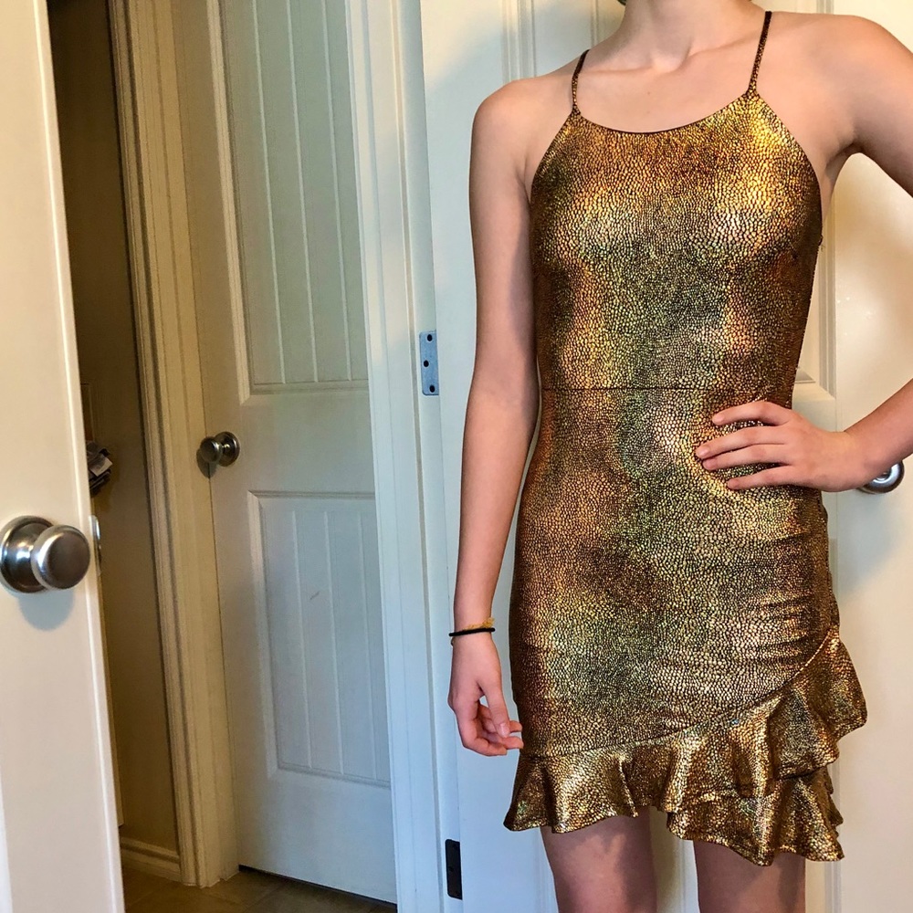 🌟NEW🌟 Route 3 Gold Bodycon Dress
